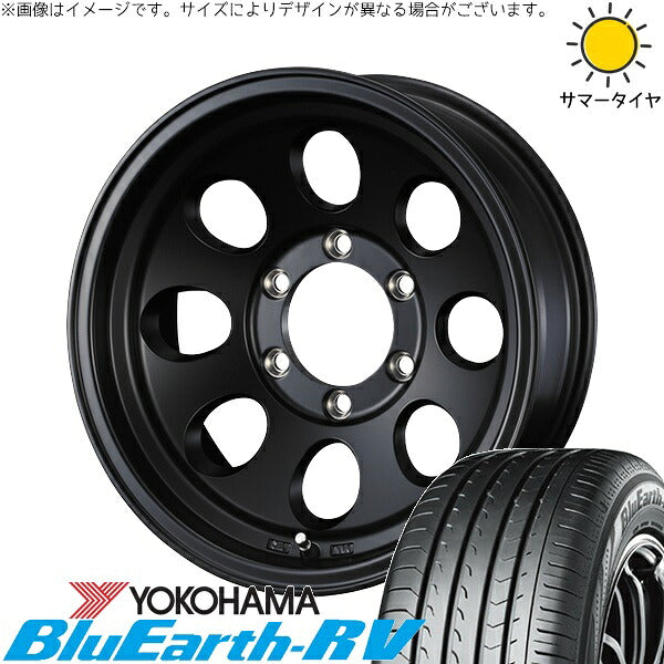 ヨコハマタイヤ ブルーアース RV03 205/65R16 + ジムライン タイプ2 マットブラック 16インチ 7J +38 5H114.3P サマー・ホイール4本セット。1枚目。