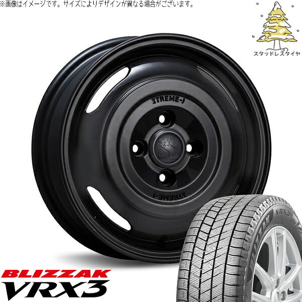 2025年製 ブリヂストン ブリザック VRX3 155/65R14 + エクストリームJ ジャーニー サテンブラック 14インチ 4.5J +43 4H100P スタッドレス・ホイール4本セット。1枚目。
