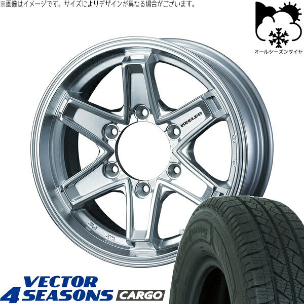 グッドイヤー ベクター4シーズンズ カーゴ 195/80R15 + キーラータクティクス ハイパーシルバー 15インチ 6J +33 6H139.7P オールシーズン・ホイール4本セット。1枚目。