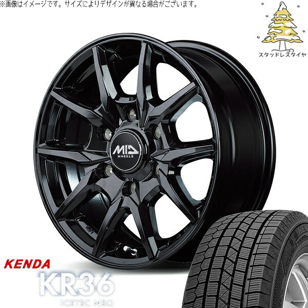 ケンダ アイステックネオ KR36 (ICETEC NEO KR36) 215/70R16 + MIDホイール KG25 ブラック 16インチ 6.5J +38 6H139.7P スタッドレス・ホイール4本セット。1枚目。