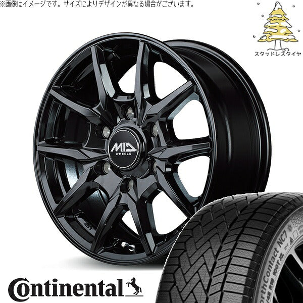 コンチネンタル ノースコンタクト セブン (NorthContact7) 215/65R16 + MIDホイール KG25 ブラック 16インチ 6.5J +38 6H139.7P スタッドレス・ホイール4本セット。1枚目。