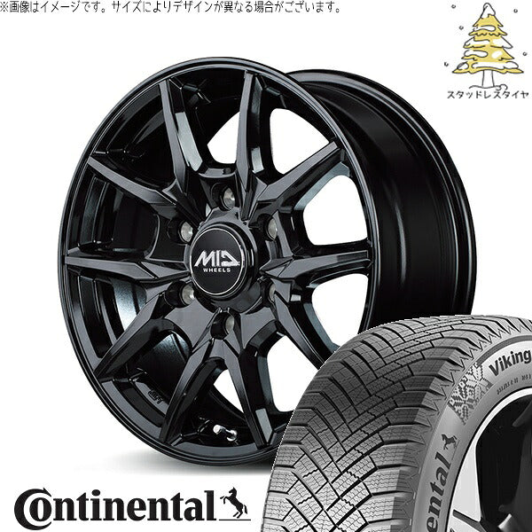コンチネンタル バイキングコンタクト エイト (VikingContact8) 215/65R16 + MIDホイール KG25 ブラック 16インチ 6.5J +38 6H139.7P スタッドレス・ホイール4本セット。1枚目。