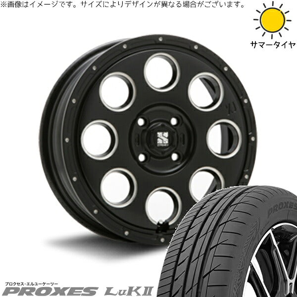 トーヨータイヤ プロクセス LuK2 155/65R14 + エクストリームJ KK03 サテンブラックミルド 14インチ 4.5J +45 4H100P サマー・ホイール4本セット。1枚目。