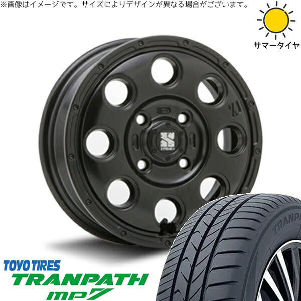 トーヨータイヤ トランパス MP7 165/65R14 + エクストリームJ KK03 サテンブラック 14インチ 4.5J +45 4H100P サマー・ホイール4本セット。1枚目。