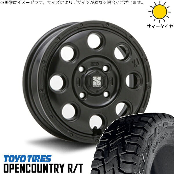 トーヨータイヤ オープンカントリー R/T 145/80R12 + エクストリームJ KK03 サテンブラック 12インチ 4.00B +42 4H100P サマー・ホイール4本セット。1枚目。
