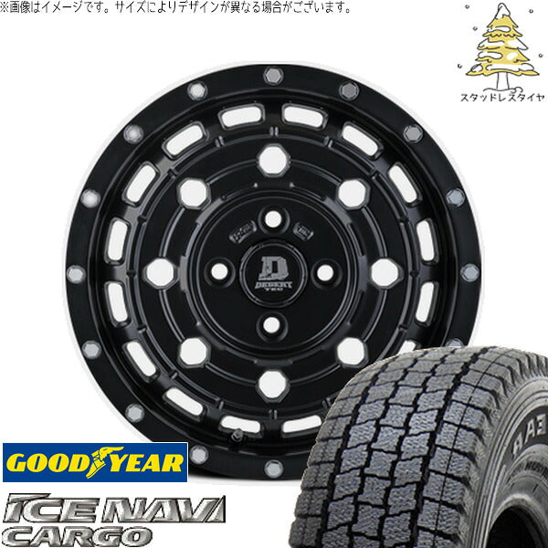 グッドイヤー アイスナビカーゴ 155/80R14 + デサートテック LC-8 マットブラック 14インチ 5J +35 4H100P スタッドレス・ホイール4本セット。1枚目。
