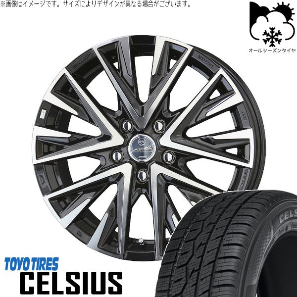 トーヨータイヤ セルシアス 205/60R16 + スマック レジーナ サファイアブラックポリッシュ 16インチ 6.5J +53 5H114.3P オールシーズン・ホイール4本セット。1枚目。
