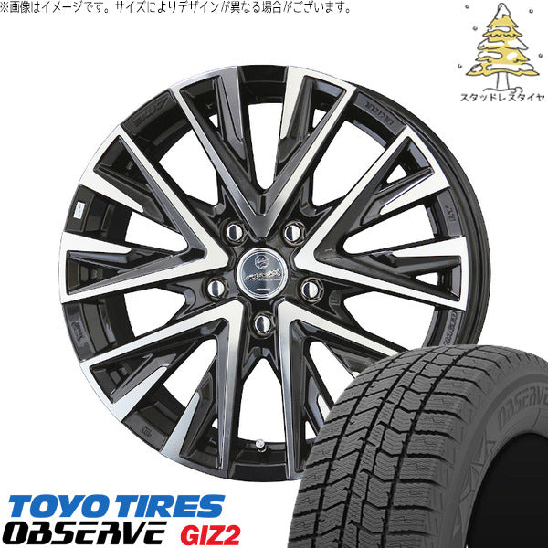 トーヨータイヤ OBSERVE 185/65R15 + スマック レジーナ サファイアブラックポリッシュ 15インチ 6J +53 5H114.3P スタッドレス・ホイール4本セット。1枚目。