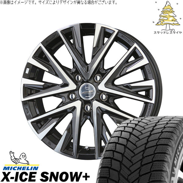 ミシュラン エックスアイス スノー+ 215/60R16 + スマック レジーナ サファイアブラックポリッシュ 16インチ 6.5J +45 5H114.3P スタッドレス・ホイール4本セット。1枚目。