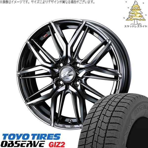 トーヨータイヤ OBSERVE 165/70R14 + レオニス LM ブラックメタルコート/ミラーカット 14インチ 4.5J +45 4H100P スタッドレス・ホイール4本セット。1枚目。