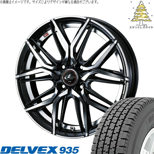 トーヨータイヤ デルベックス 935 165/80R14 + レオニス LM パールブラック/ミラーカット 14インチ 5.5J +42 4H100P スタッドレス・ホイール4本セット。1枚目。
