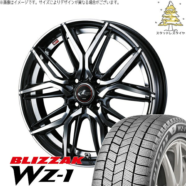 ブリヂストン ブリザック WZ-1 195/65R15 + レオニス LM パールブラック/ミラーカット 15インチ 5.5J +43 4H100P スタッドレス・ホイール4本セット。1枚目。