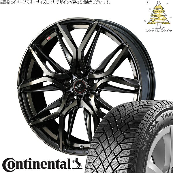 コンチネンタル バイキングコンタクト7 205/55R17 + レオニス LM パールブラックミラーカット/チタントップ 17インチ 6.5J +52 5H114.3P スタッドレス・ホイール4本セット。1枚目。