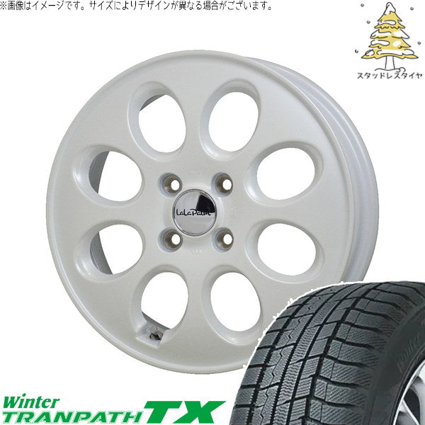 トーヨータイヤ ウィンタートランパス TX 165/65R14 + ララパーム オーバル パールホワイト 14インチ 4.5J +45 4H100P スタッドレス・ホイール4本セット。1枚目。