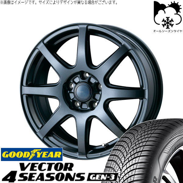 グッドイヤー ベクター4シーズンズ GEN-3 205/55R17 + AZ sports LX-8 ダークグレーメタリック 17インチ 7.0J +48 5H114.3P オールシーズン・ホイール4本セット。1枚目。