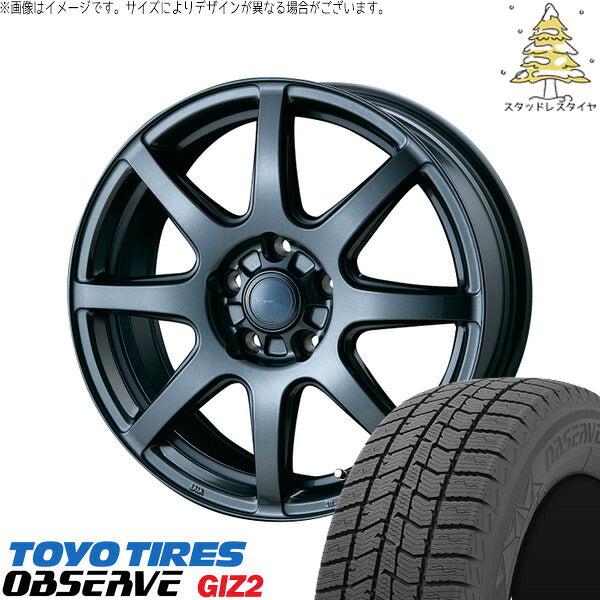トーヨータイヤ OBSERVE 225/50R17 + AZ sports LX-8 ダークグレーメタリック 17インチ 7.0J +53 5H114.3P スタッドレス・ホイール4本セット。1枚目。