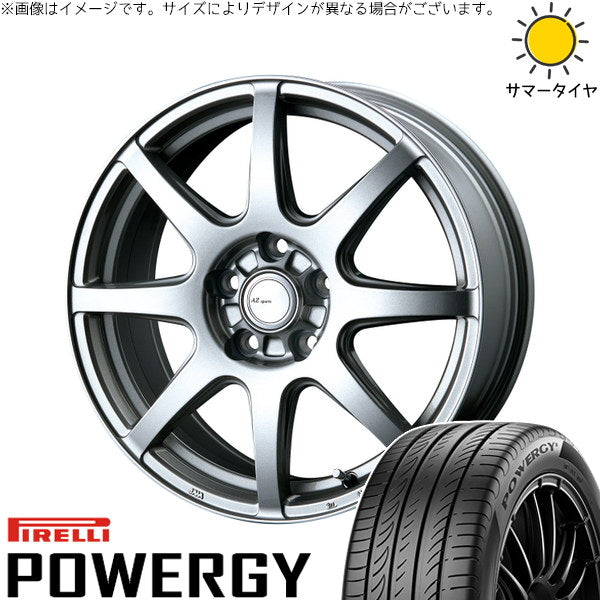 ピレリ パワジー 195/65R15 + AZ sports LX-8 クロームシルバー 15インチ 6.0J +43 5H100P サマー・ホイール4本セット。1枚目。