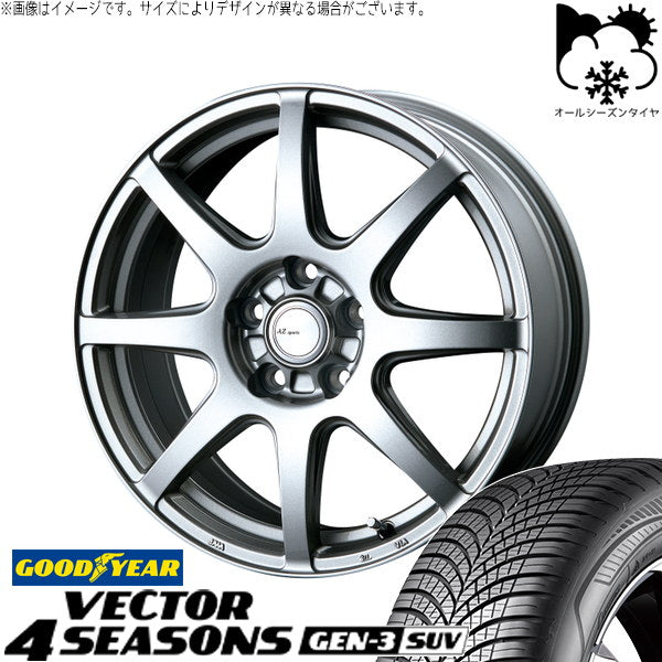 グッドイヤー ベクター4シーズンズ GEN-3 SUV 225/60R18 + AZ sports LX-8 クロームシルバー 18インチ 7.5J +48 5H114.3P オールシーズン・ホイール4本セット。1枚目。