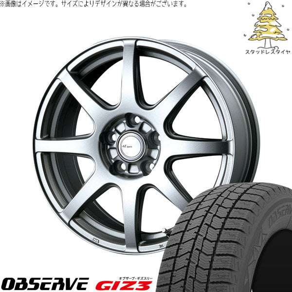 トーヨータイヤ オブザーブ GIZ3 215/45R17 + AZ sports LX-8 クロームシルバー 17インチ 7.0J +38 5H114.3P スタッドレス・ホイール4本セット。1枚目。