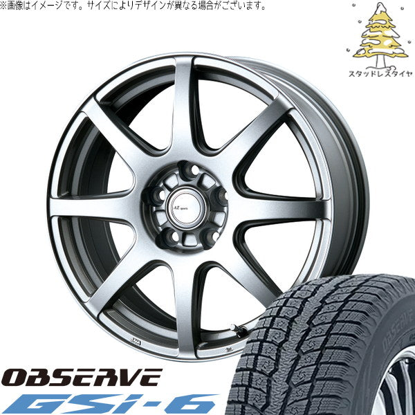 トーヨータイヤ オブザーブ Gsi-6 235/65R18 + AZ sports LX-8 クロームシルバー 18インチ 7.5J +38 5H114.3P スタッドレス・ホイール4本セット。1枚目。