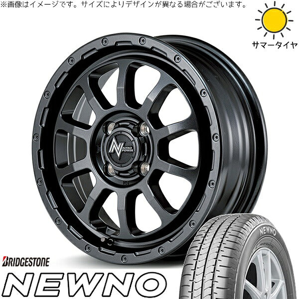 ブリヂストン ニューノ 155/65R14 + ナイトロパワー M10 パーシング バレルブラック 14インチ 4.5J +45 4H100P サマー・ホイール4本セット。1枚目。