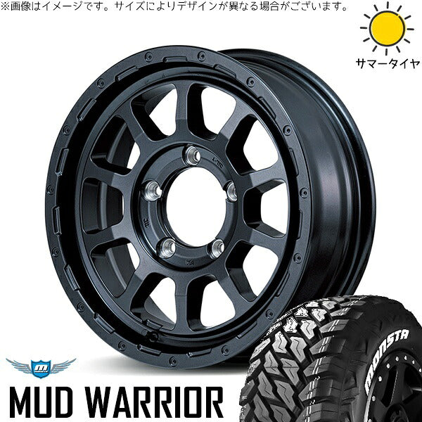 モンスタタイヤ マッドウォーリア 215/70R16 + ナイトロパワー M10 パーシング バレルブラック 16インチ 5.5J +20 5H139.7P サマー・ホイール4本セット。1枚目。
