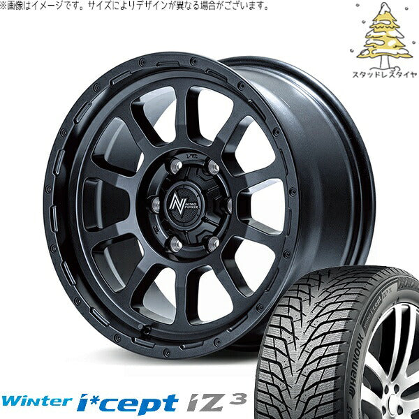ハンコック ウィンターアイセプト IZ3 W636 205/60R16 + ナイトロパワー M10 パーシング バレルブラック 16インチ 7J +40 5H114.3P スタッドレス・ホイール4本セット。1枚目。