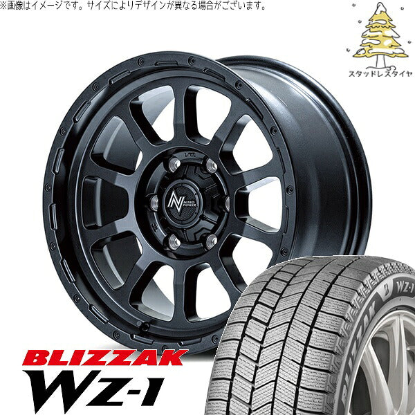 ブリヂストン ブリザック WZ-1 (BLIZZAK WZ-1) 205/65R16 + ナイトロパワー M10 パーシング バレルブラック 16インチ 7.0J +40 5H114.3P スタッドレス・ホイール4本セット。1枚目。