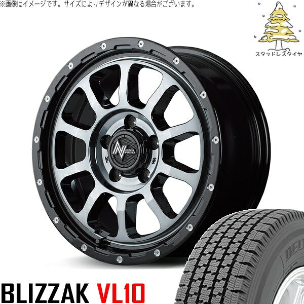 ブリヂストン ブリザック VL10 (BLIZZAK VL10) 195/80R15 + ナイトロパワー M10 パーシング ブラック/マシニング/ブラッククリア 15インチ 6J +33 6H139.7P スタッドレス・ホイール4本セット。1枚目。