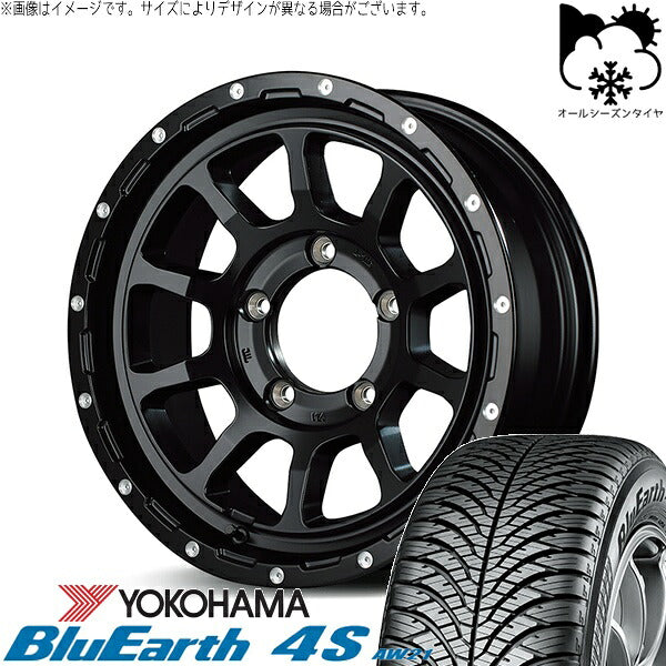ヨコハマタイヤ ブルーアース4S AW21 215/70R16 + ナイトロパワー M10 パーシング セミグロスブラック/マシニング 16インチ 5.5J +20 5H139.7P オールシーズン・ホイール4本セット。1枚目。