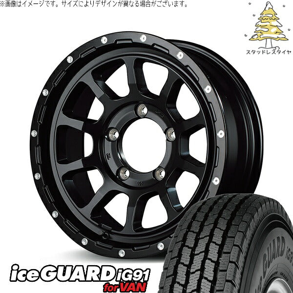 ヨコハマタイヤ アイスガード91 IG91 225/75R16 + ナイトロパワー M10 パーシング セミグロスブラック/マシニング 16インチ 5.5J +20 5H139.7P スタッドレス・ホイール4本セット。1枚目。