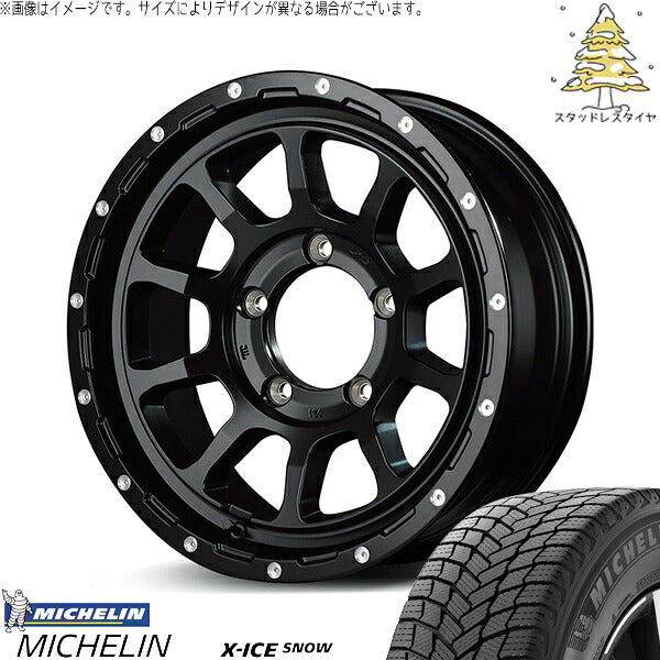 ミシュラン エックスアイス スノー 215/70R16 + ナイトロパワー M10 パーシング セミグロスブラック/マシニング 16インチ 6J -5 5H139.7P スタッドレス・ホイール4本セット。1枚目。