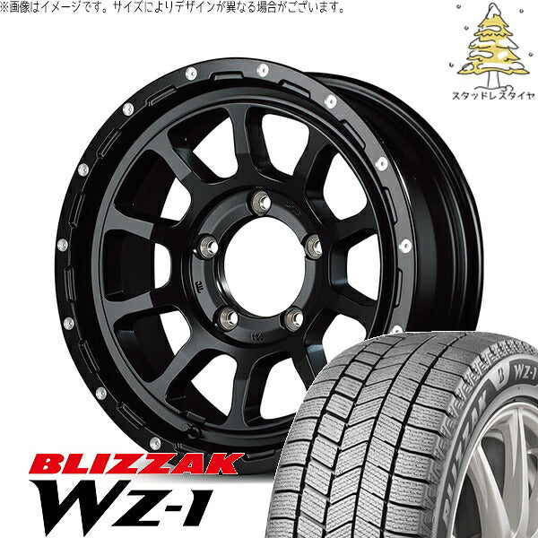 ブリヂストン ブリザック WZ-1 215/70R16 + ナイトロパワー M10 パーシング セミグロスブラック/マシニング 16インチ 6J -5 5H139.7P スタッドレス・ホイール4本セット。1枚目。