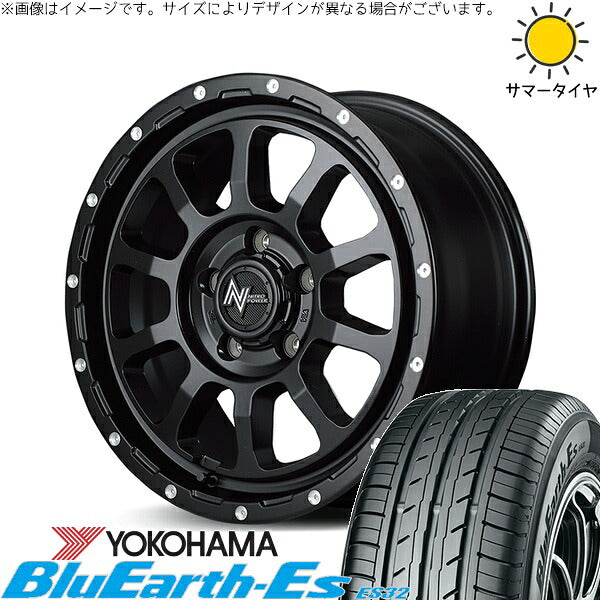 ヨコハマタイヤ ブルーアース ES32 205/60R16 + ナイトロパワー M10 パーシング セミグロスブラック/マシニング 16インチ 7J +40 5H114.3P サマー・ホイール4本セット。1枚目。