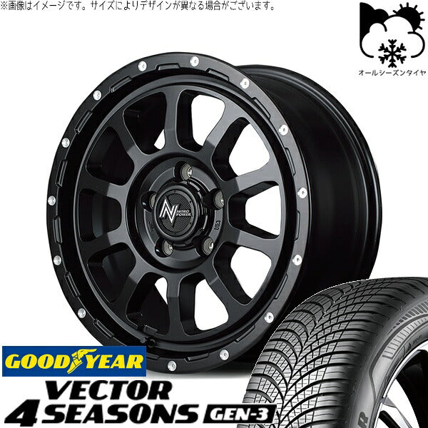 グッドイヤー ベクター4シーズンズ GEN-3 215/60R16 + ナイトロパワー M10 パーシング セミグロスブラック/マシニング 16インチ 7J +40 5H114.3P オールシーズン・ホイール4本セット。1枚目。