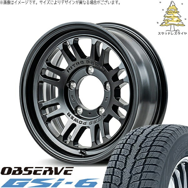 トーヨータイヤ オブザーブ Gsi-6 215/70R16 + ナイトロパワー M16 アサルト セミグロスブラック 16インチ 6J -5 5H139.7P スタッドレス・ホイール4本セット。1枚目。