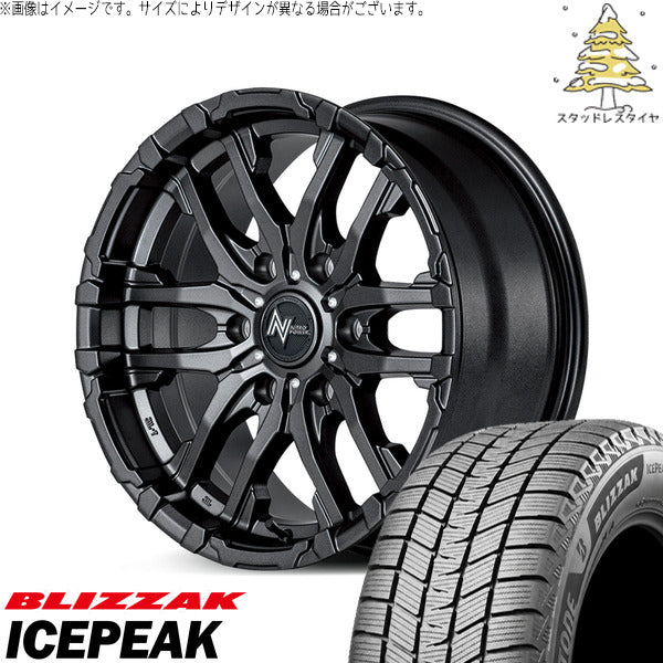 ブリヂストン ブリザック ICEPEAK 215/70R16 + ナイトロパワー M26 クロスファング バレルブラック 16インチ 6.5J +38 6H139.7P スタッドレス・ホイール4本セット。1枚目。
