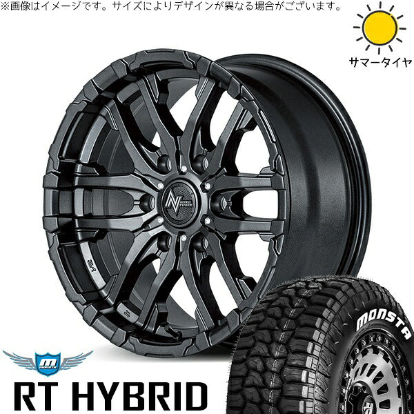 モンスタタイヤ RT ハイブリッド 215/65R16 + ナイトロパワー M26 クロスファング バレルブラック 16インチ 6.5J +48 6H139.7P サマー・ホイール4本セット。1枚目。