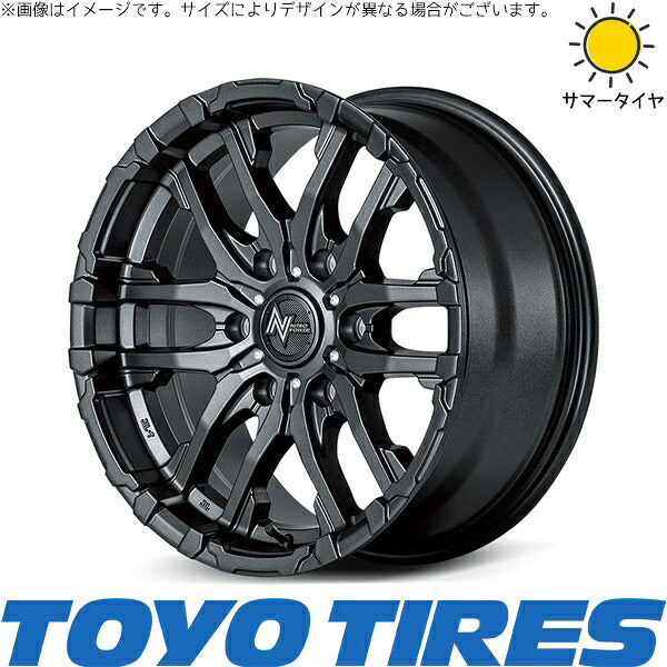 トーヨータイヤ V03E 195/80R15 + ナイトロパワー M26 クロスファング バレルブラック 15インチ 6J +33 6H139.7P サマー・ホイール4本セット。1枚目。