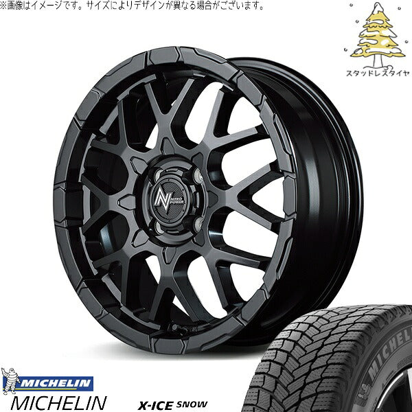 ミシュラン エックスアイス スノー 195/55R16 + ナイトロパワー M28 バレット セミグロスブラック 16インチ 6J +40 4H100P スタッドレス・ホイール4本セット。1枚目。