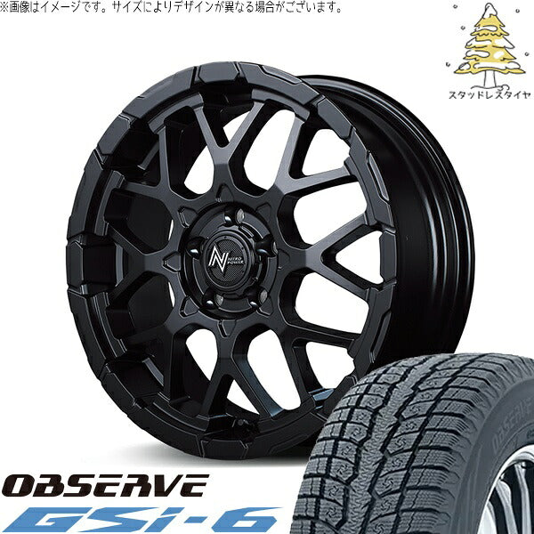 トーヨータイヤ オブザーブ Gsi-6 235/55R18 + ナイトロパワー M28 バレット セミグロスブラック 18インチ 7J +35 5H114.3P スタッドレス・ホイール4本セット。1枚目。