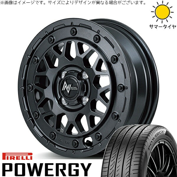ピレリ パワジー 165/55R15 + ナイトロパワー M29 スティンガー バレルブラック 15インチ 5J +48 4H100P サマー・ホイール4本セット。1枚目。