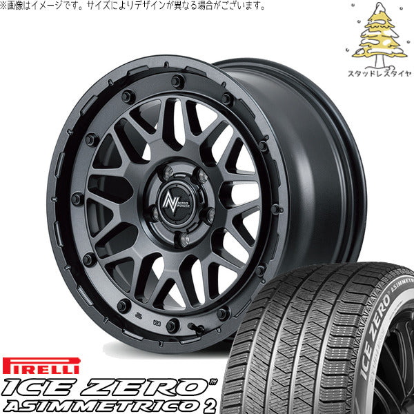 ピレリ アイスゼロアシンメトリコ2 235/60R18 + ナイトロパワー M29 スティンガー バレルブラック 18インチ 7J +40 5H114.3P スタッドレス・ホイール4本セット。1枚目。