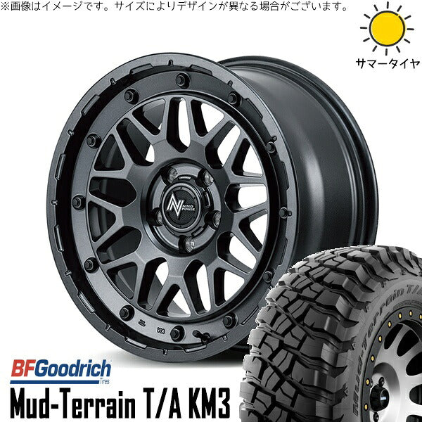 BFグッドリッチ マッドテレーン T/A KM3 225/75R16 + ナイトロパワー M29 スティンガー バレルブラック 16インチ 7J +40 5H114.3P サマー・ホイール4本セット。1枚目。