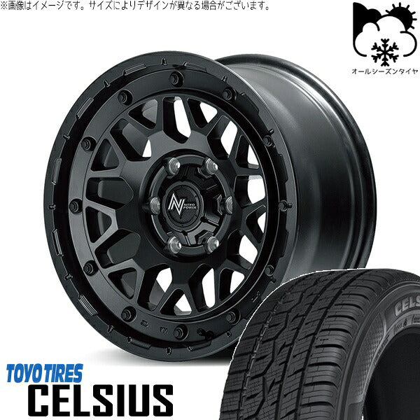 トーヨータイヤ セルシアス 215/65R16 + ナイトロパワー M29 スティンガー バレルブラック 16インチ 6.5J +38 6H139.7P オールシーズン・ホイール4本セット。1枚目。