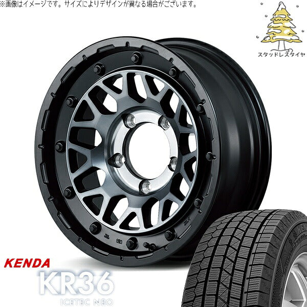 ケンダ アイステックネオ KR36 215/70R16 + ナイトロパワー M29 スティンガー セミグロスブラッククリア 16インチ 6J -5 5H139.7P スタッドレス・ホイール4本セット。1枚目。