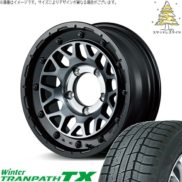 トーヨータイヤ ウィンタートランパス TX 215/70R16 + ナイトロパワー M29 スティンガー セミグロスブラッククリア 16インチ 6J -5 5H139.7P スタッドレス・ホイール4本セット。1枚目。