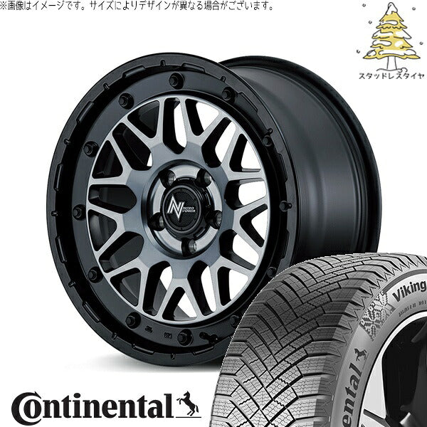 コンチネンタル バイキングコンタクト8 205/60R16 + ナイトロパワー M29 スティンガー セミグロスブラッククリア 16インチ 7J +40 5H114.3P スタッドレス・ホイール4本セット。1枚目。