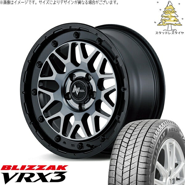 ブリヂストン ブリザック VRX3 215/65R16 + ナイトロパワー M29 スティンガー セミグロスブラッククリア 16インチ 7J +40 5H114.3P スタッドレス・ホイール4本セット。1枚目。