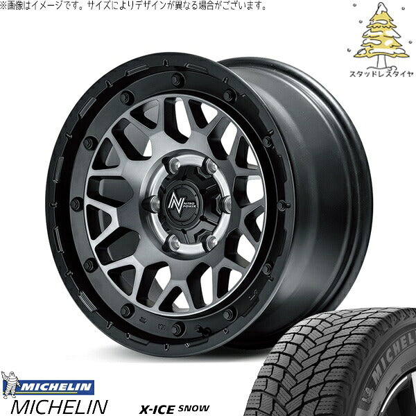 ミシュラン エックスアイス スノー 215/65R16 + ナイトロパワー M29 スティンガー セミグロスブラッククリア 16インチ 6.5J +38 6H139.7P スタッドレス・ホイール4本セット。1枚目。